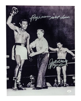 Jake LaMotta Signed 16x20 Photo With "Ray I Never Went Down" Inscription